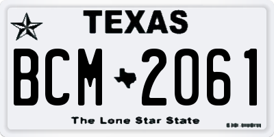 TX license plate BCM2061