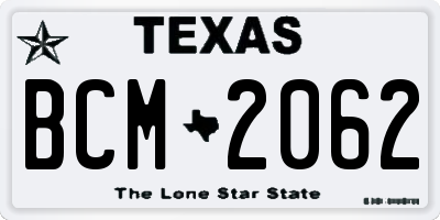 TX license plate BCM2062