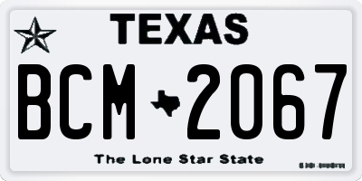 TX license plate BCM2067