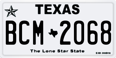 TX license plate BCM2068