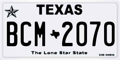 TX license plate BCM2070