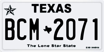 TX license plate BCM2071