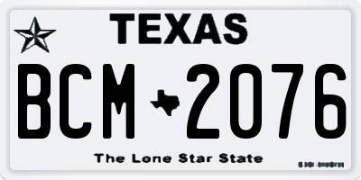 TX license plate BCM2076