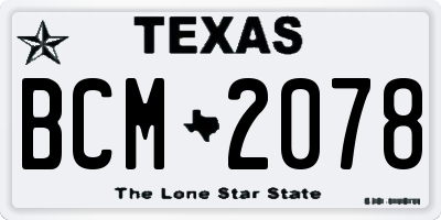TX license plate BCM2078
