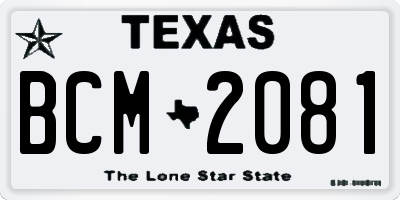 TX license plate BCM2081