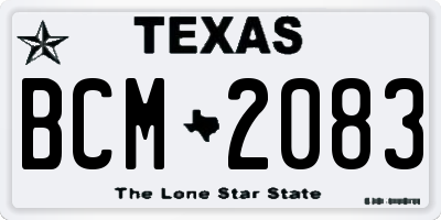 TX license plate BCM2083