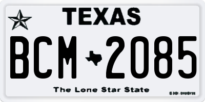 TX license plate BCM2085