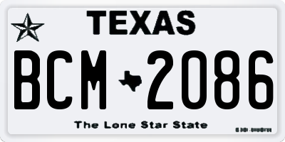 TX license plate BCM2086