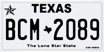 TX license plate BCM2089