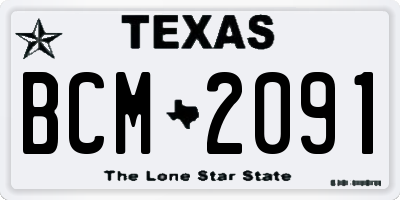 TX license plate BCM2091