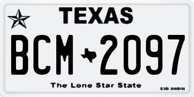TX license plate BCM2097