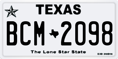 TX license plate BCM2098