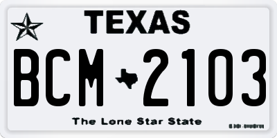 TX license plate BCM2103