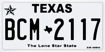 TX license plate BCM2117