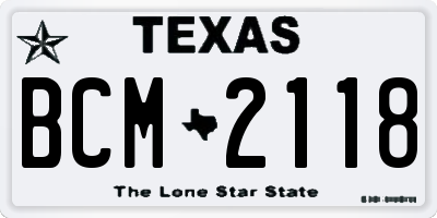 TX license plate BCM2118
