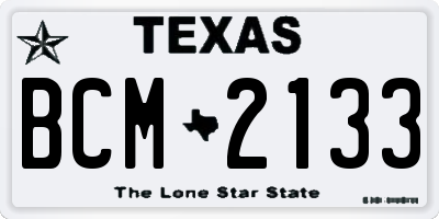 TX license plate BCM2133