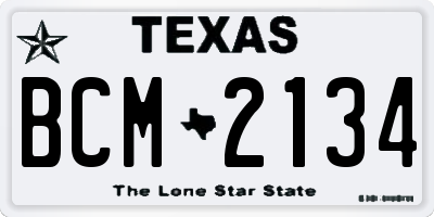 TX license plate BCM2134