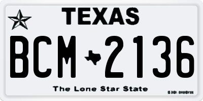 TX license plate BCM2136