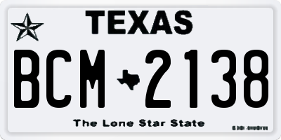 TX license plate BCM2138