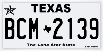 TX license plate BCM2139