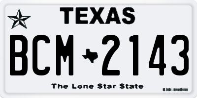 TX license plate BCM2143