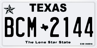 TX license plate BCM2144