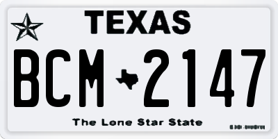 TX license plate BCM2147
