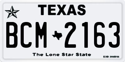 TX license plate BCM2163