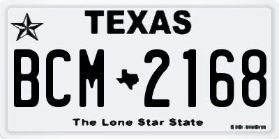 TX license plate BCM2168