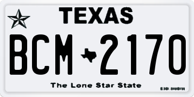 TX license plate BCM2170