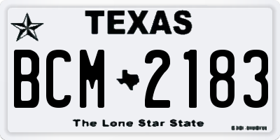 TX license plate BCM2183
