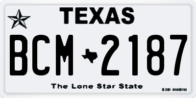TX license plate BCM2187