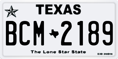 TX license plate BCM2189