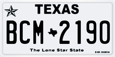 TX license plate BCM2190