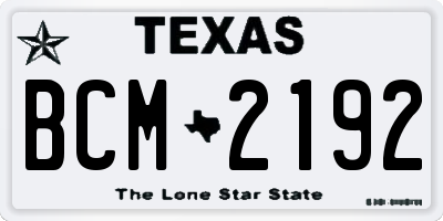 TX license plate BCM2192