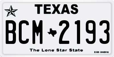 TX license plate BCM2193
