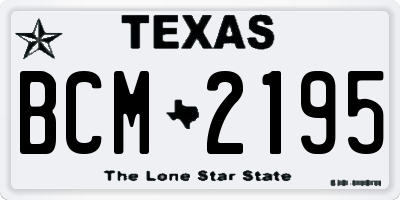 TX license plate BCM2195