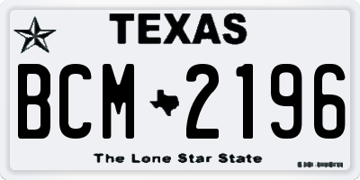 TX license plate BCM2196