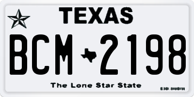 TX license plate BCM2198