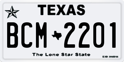 TX license plate BCM2201