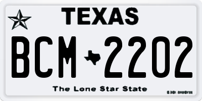 TX license plate BCM2202