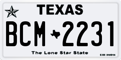 TX license plate BCM2231