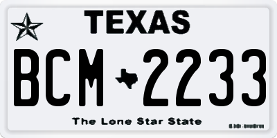 TX license plate BCM2233