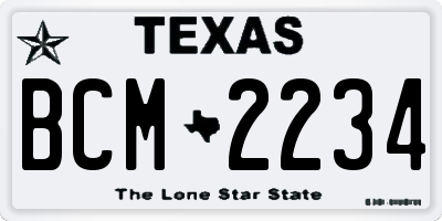 TX license plate BCM2234