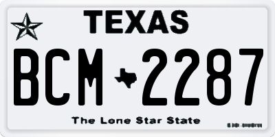 TX license plate BCM2287
