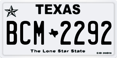 TX license plate BCM2292