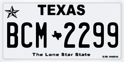 TX license plate BCM2299
