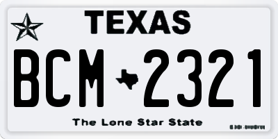 TX license plate BCM2321