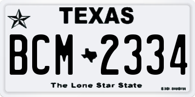 TX license plate BCM2334
