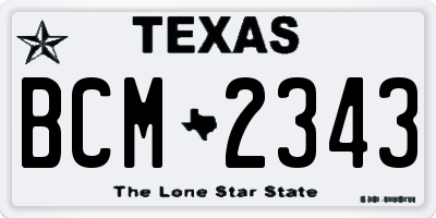 TX license plate BCM2343